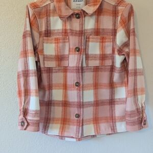 Old Navy Pink and Orange Plaid Shirt